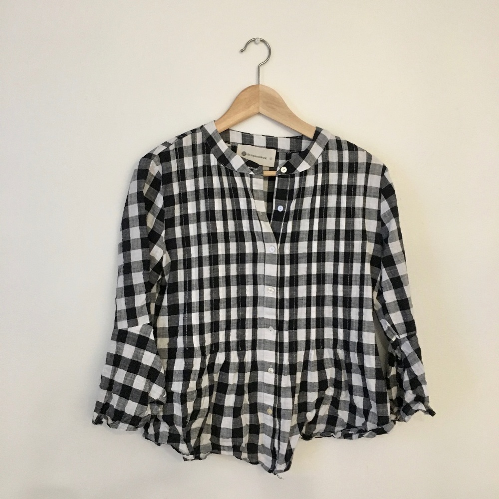 The Impeccable Pig Black and White Gingham Blouse